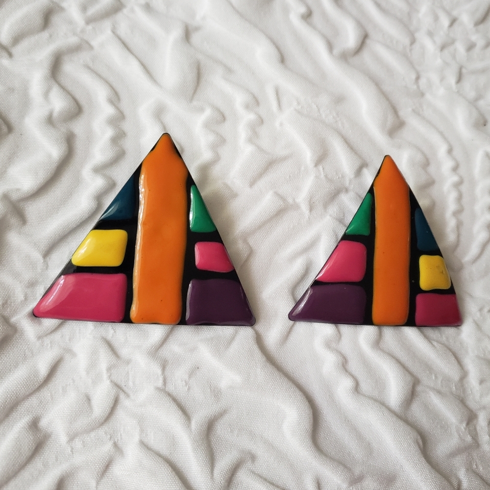 Vintage triangle earrings - Picture 2 of 3